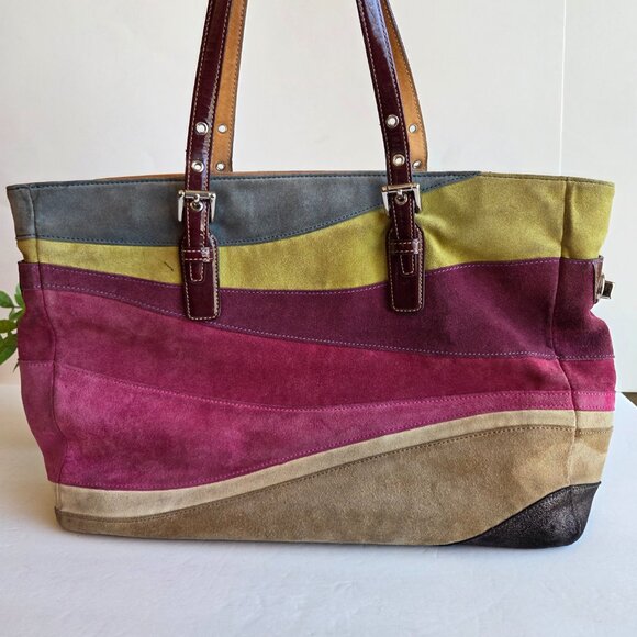 VGUC Coach Ltd Edition Large Wave Multi Color Suede Gallery Tote #1434 - Picture 2 of 16